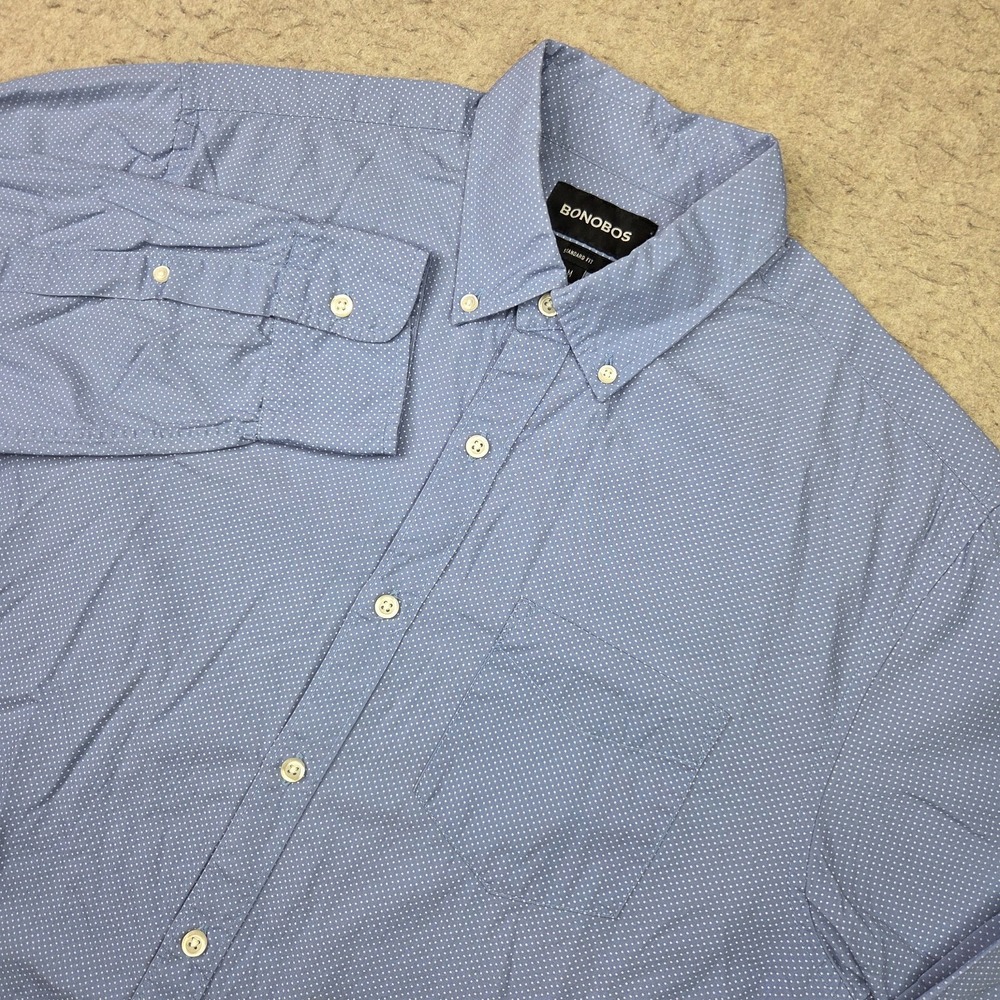 Bonobos Standard Fit Shirt Mens M Blue Polka Dot Long Sleeve Button Down